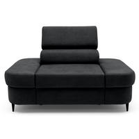 SESSEL PRIAM mit verstellbare Kopfstütze Velours Anthrazit - Anthrazit/Schwarz, Holz/Textil (145/97/105cm) - Muffo