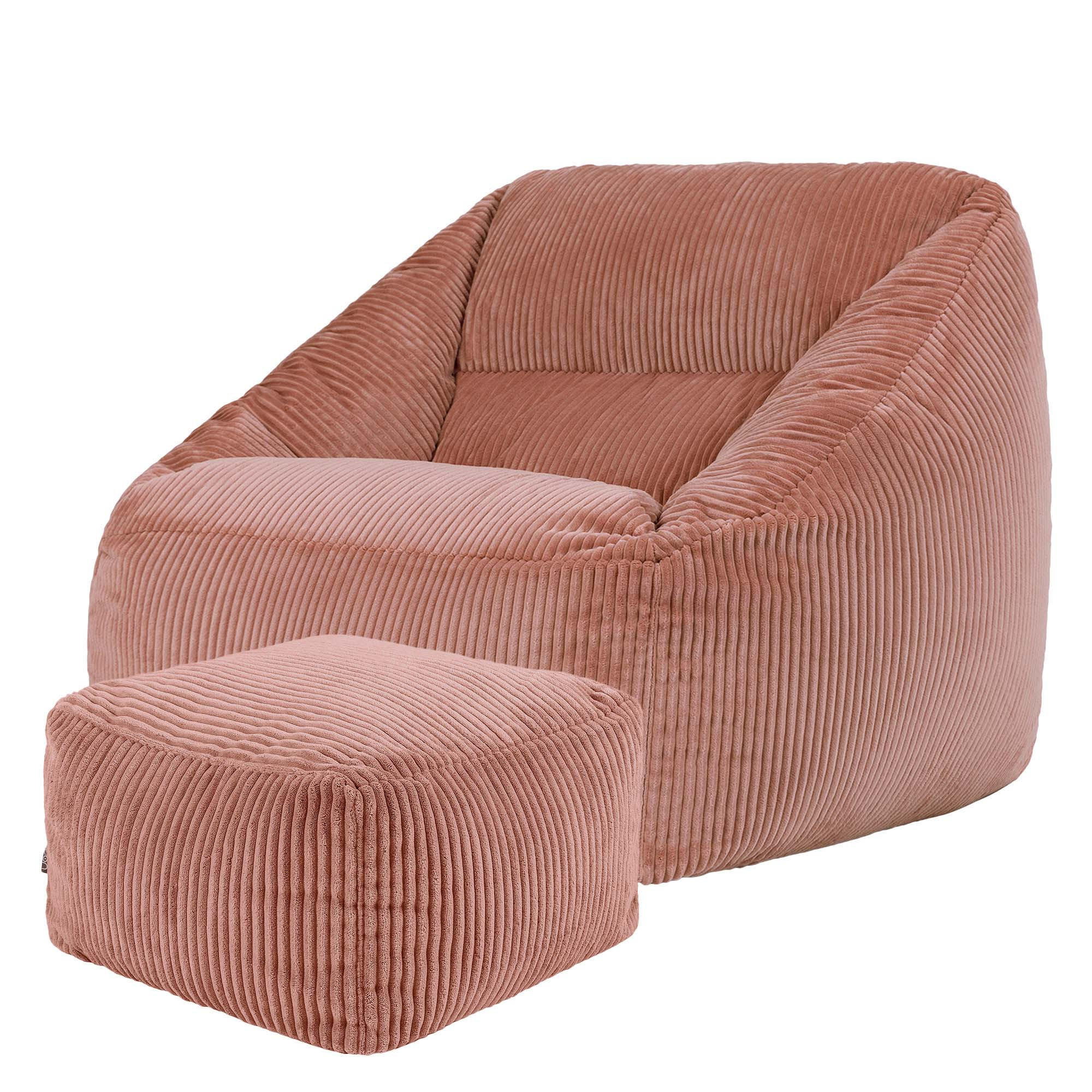 SITZSACK Cord Sessel Natalia mit Hocker - Pink, Textil (97/73/84cm) - icon