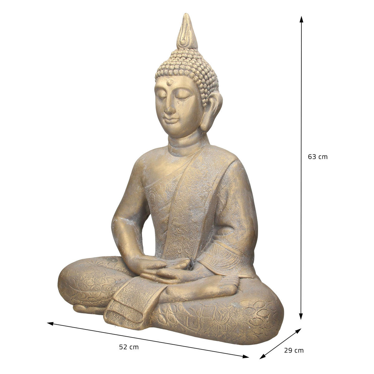 BUDDHA KOPF STATUE 63 cm - Bronzefarben, Kunststoff (29/63/52cm) - ECD-Germany