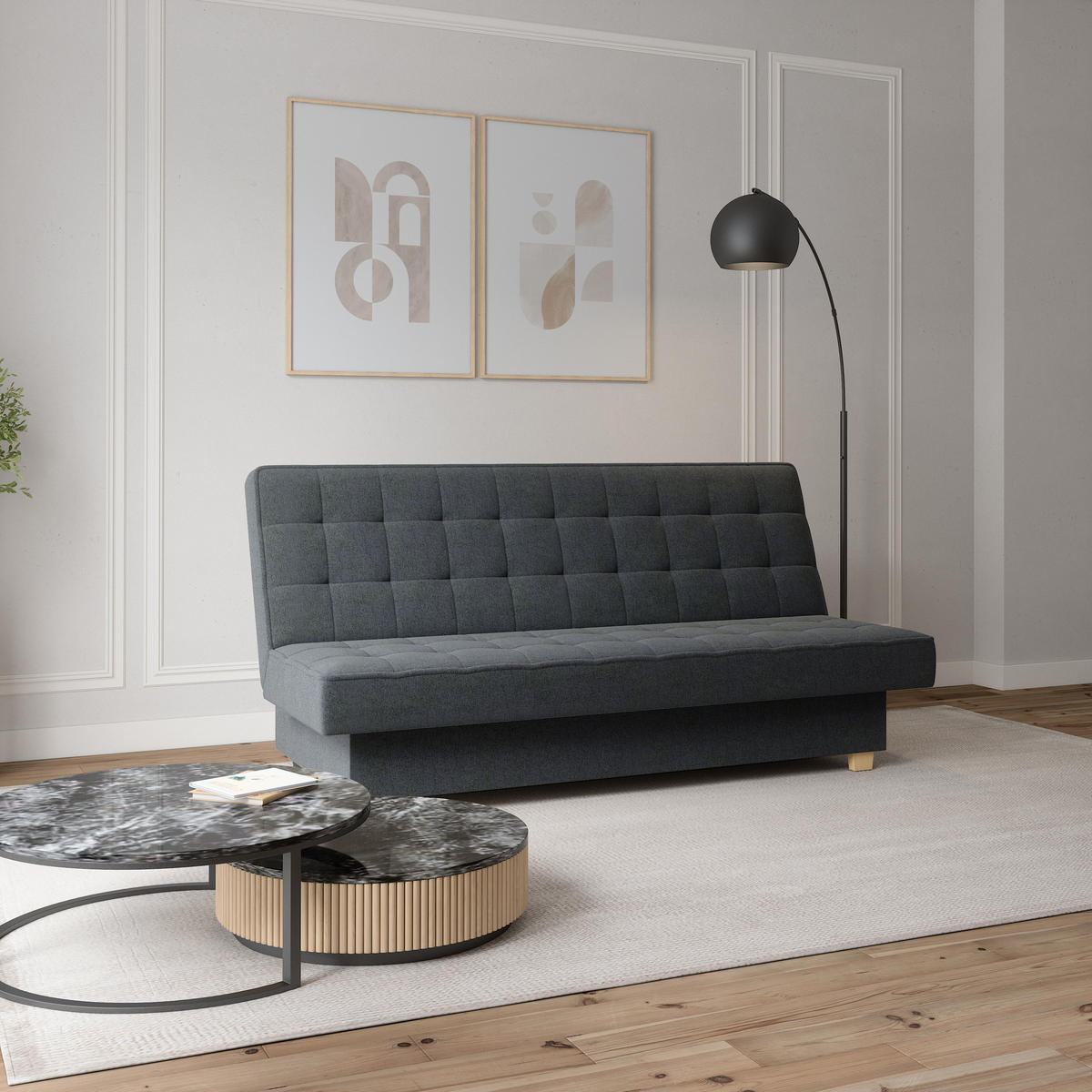 SCHLAFSOFA BELFI - Anthrazit (Twist 23) - Anthrazit, Holzwerkstoff (192/95/92cm) - Möblo