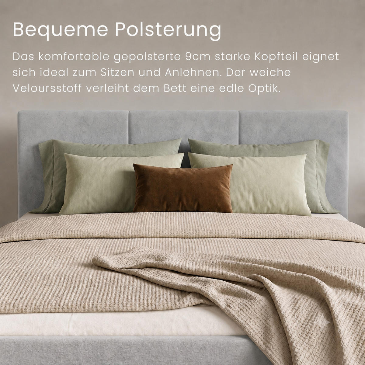 ČALOUNĚNÁ POSTEL 160 × 200 cm v šedé barvě - šedá, textil (160/200cm) - Home Collective