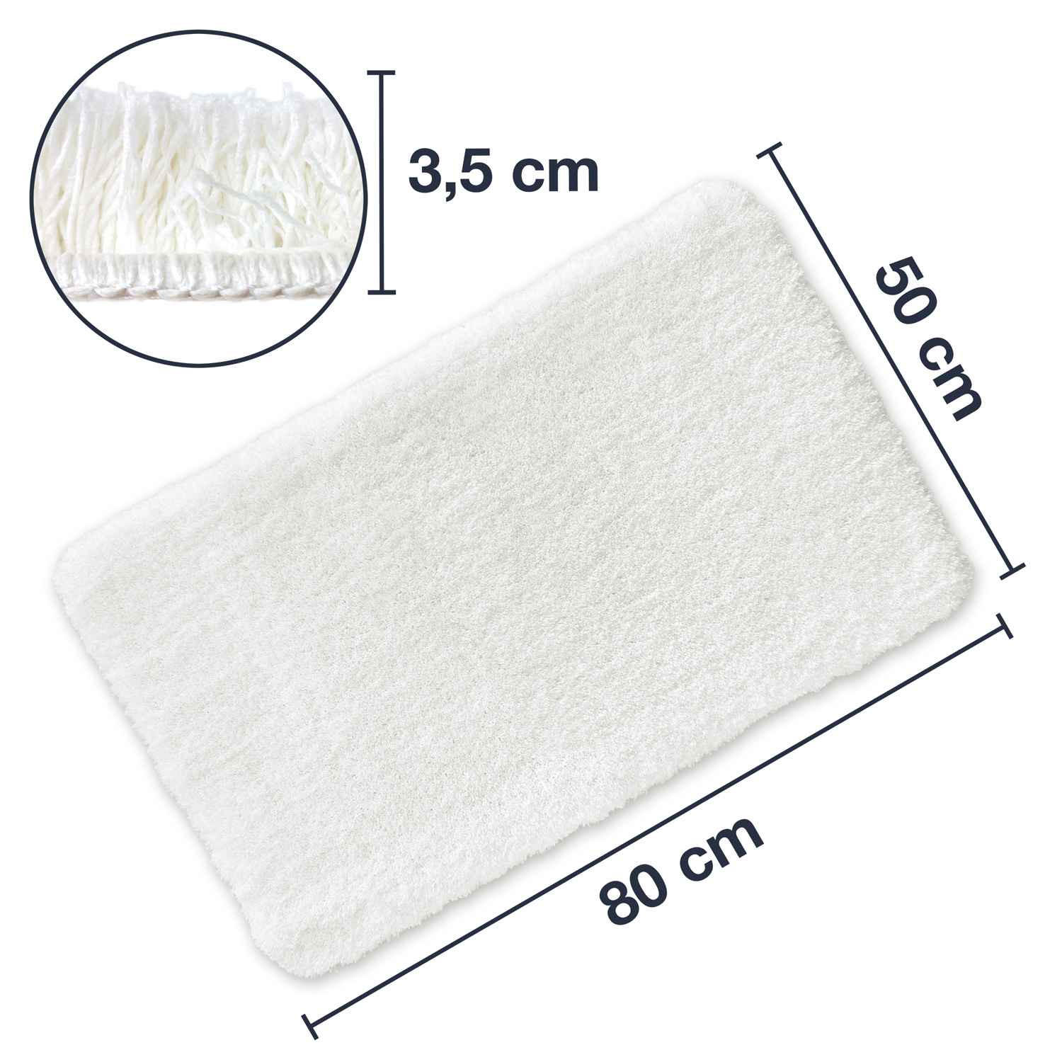 HOCHFLOR BADEMATTEN MALMÖ - Weiß, Textil (50/100cm) - WohnDirect