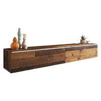TV-LOWBOARD D180 mit weißer LED Beleuchtung - Silberfarben/Braun, Holzwerkstoff/Kunststoff (180/30/33cm) - MIRJAN24