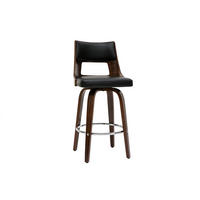 BARHOCKER Vintage Schwarz Dunkles Holz GARBO - Walnussfarben, Kunststoff (49.5/100.5/48cm) - Miliboo