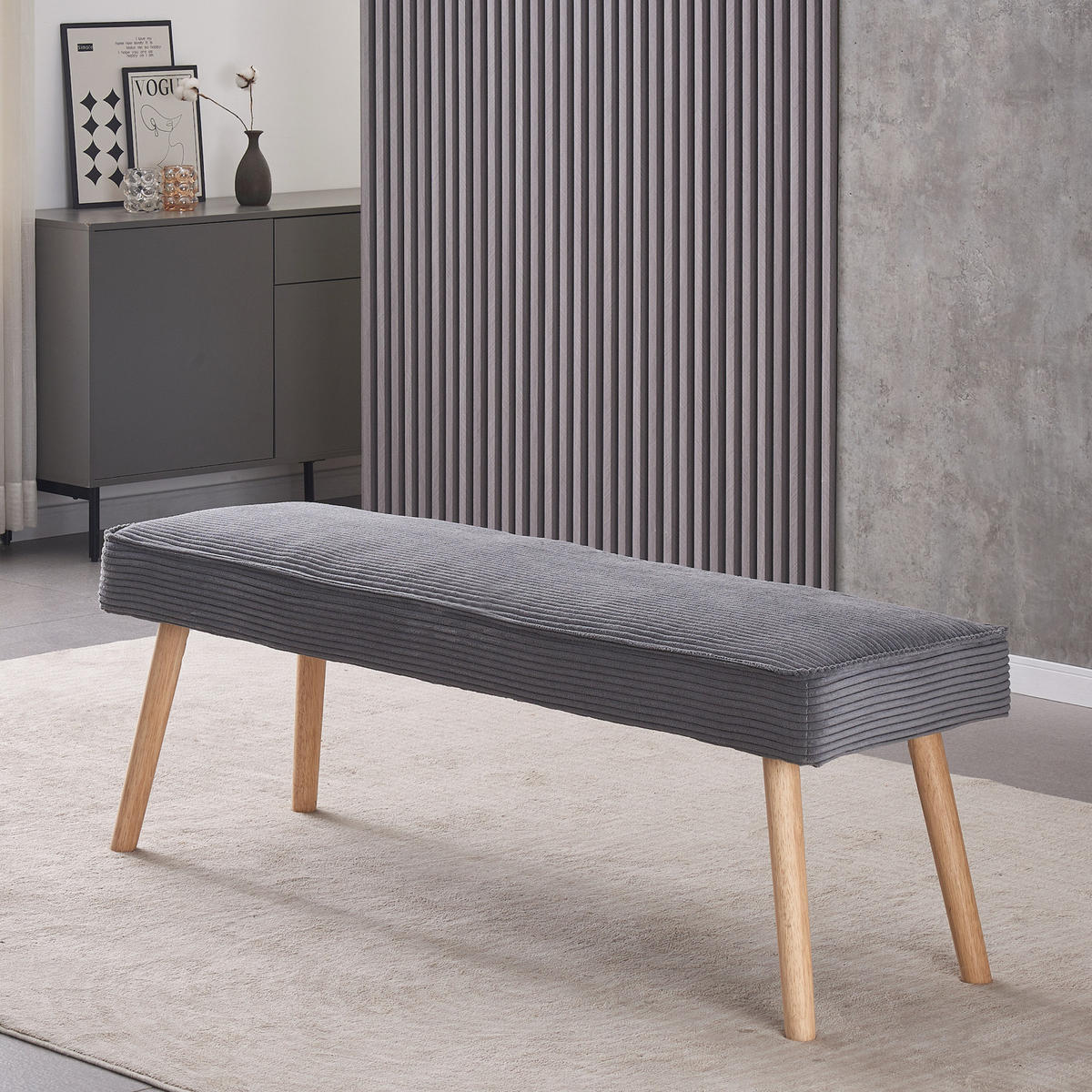 SITZBANK EMIL 160/42/50 cm Anthrazit - Anthrazit, Holz/Textil (160/50/42cm) - B&D Home