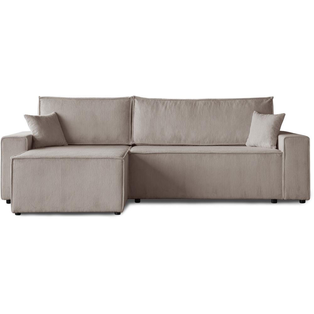 Beautysofa ROHOVÁ ROZKLÁDACÍ POHOVKA Hektor, s funkcí spaní, 277 cm, otoman 100 cm, cappuccino