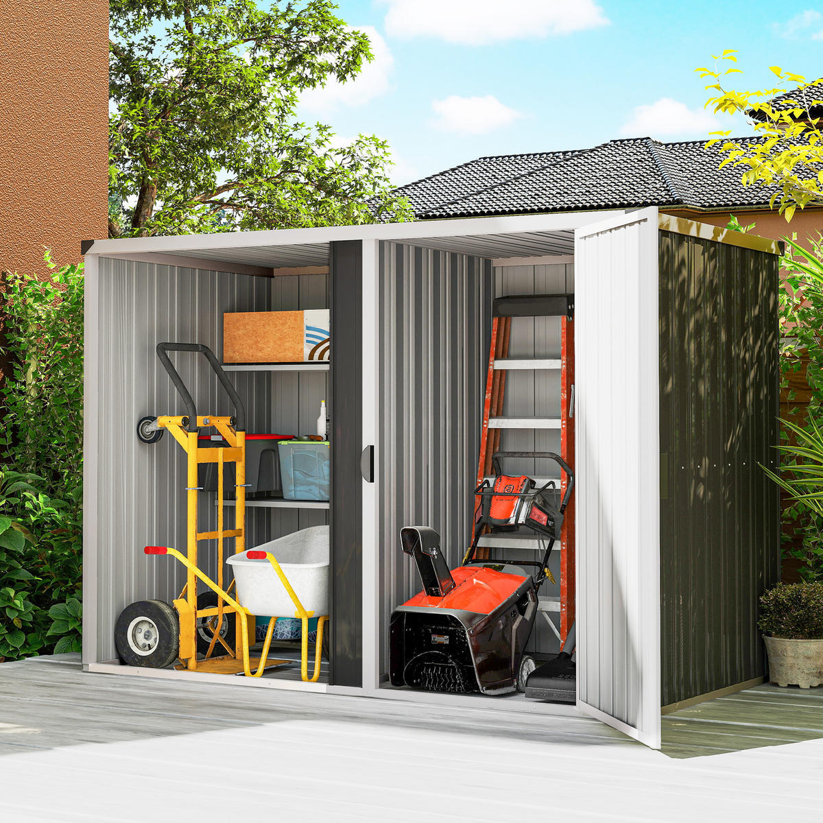 GARTENHAUS aus verzinktem Stahl, abschließbare Tür 231 x 125 x 162 cm ,grau - Dunkelgrau, Metall (125/162/231cm) - Vallsero
