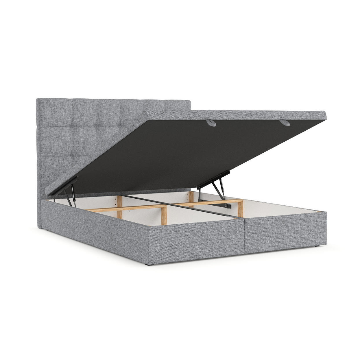 POLSTERBETT Guam mit Stauraum 140/200 cm Grau im Alta Stoff - Schwarz/Grau, Holz/Holzwerkstoff (140/200cm) - AltaBeds