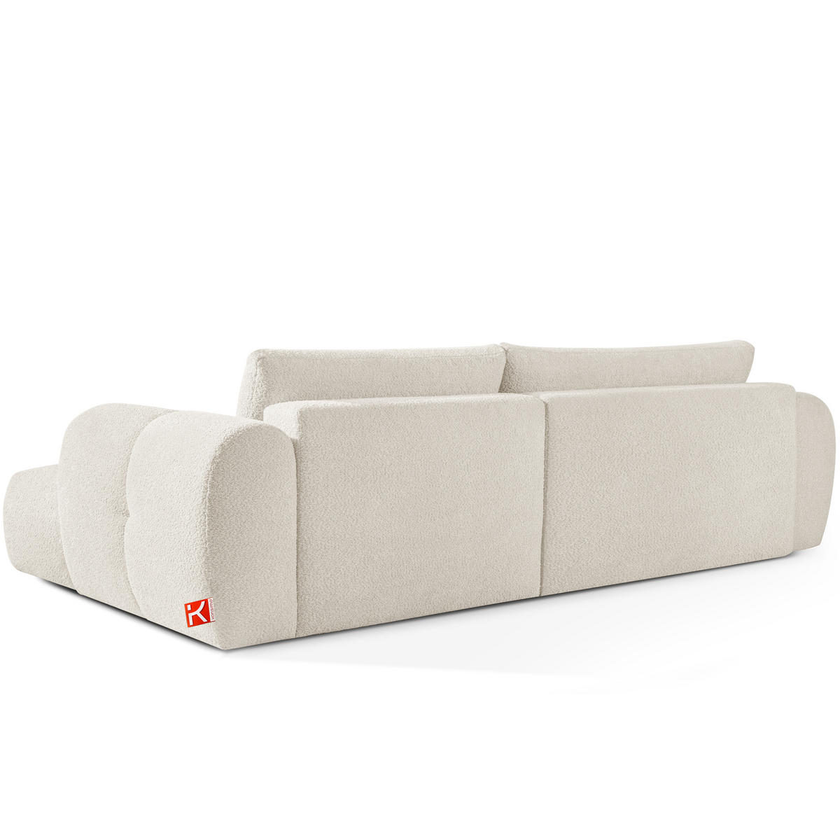 ECKSOFA MIT HOCKER LIRA, Weiß, Bouclé - Weiß, Holz/Holzwerkstoff (96/50cm) - KONSIMO®