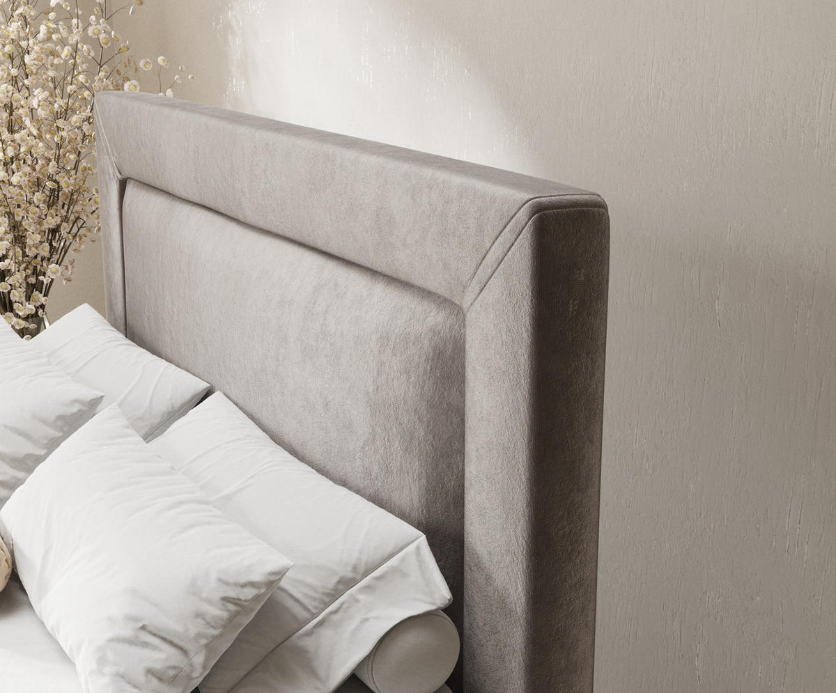 BOXSPRINGBETT Laguno Taupe 180/200 cm mit Latex-Topper - Taupe/Silberfarben, Holz/Holzwerkstoff (180/200cm) - Maison de Reve