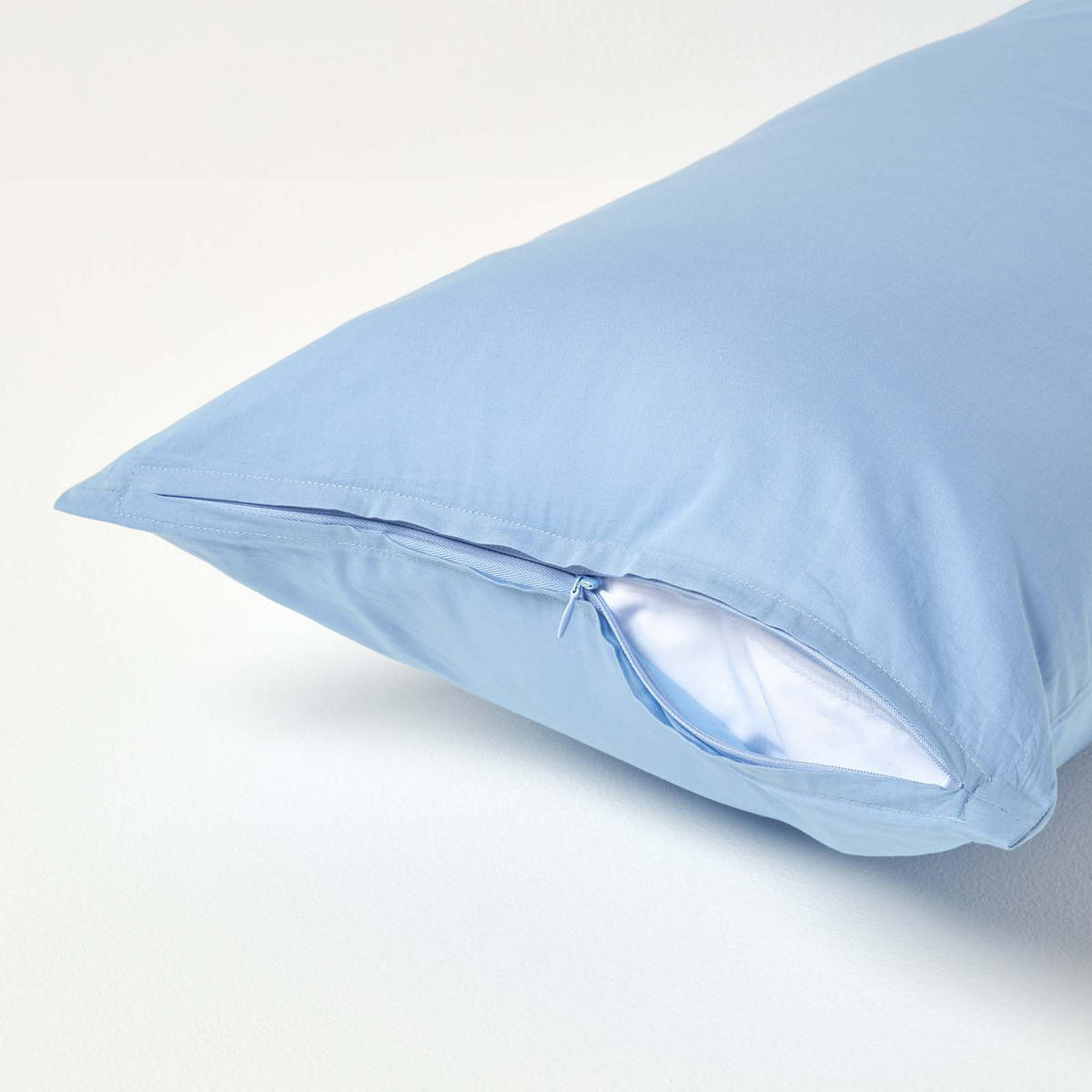 KISSENBEZUG Perkal, Ägyptische Baumwolle, Fadendichte 200 - Blau, Textil (40/80cm) - Homescapes