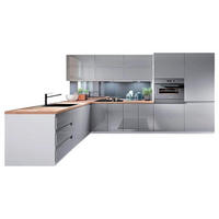 WINKELKÜCHE 300 x 210 cm - Aspen K31- M300 R - in Grau/Hochglanz - Grau, Holz/Holzwerkstoff (300/212/240cm)