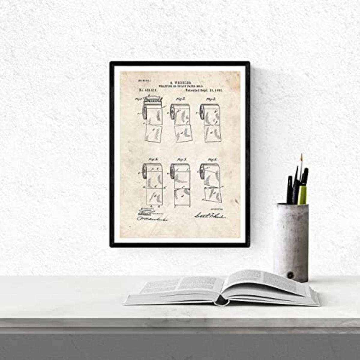POSTER Set mit 4 Jahrgang Klinge Vater Patent A4 Schwarzer Rahmen - Schwarz, Papier (29.7/3cm) - Nacnic