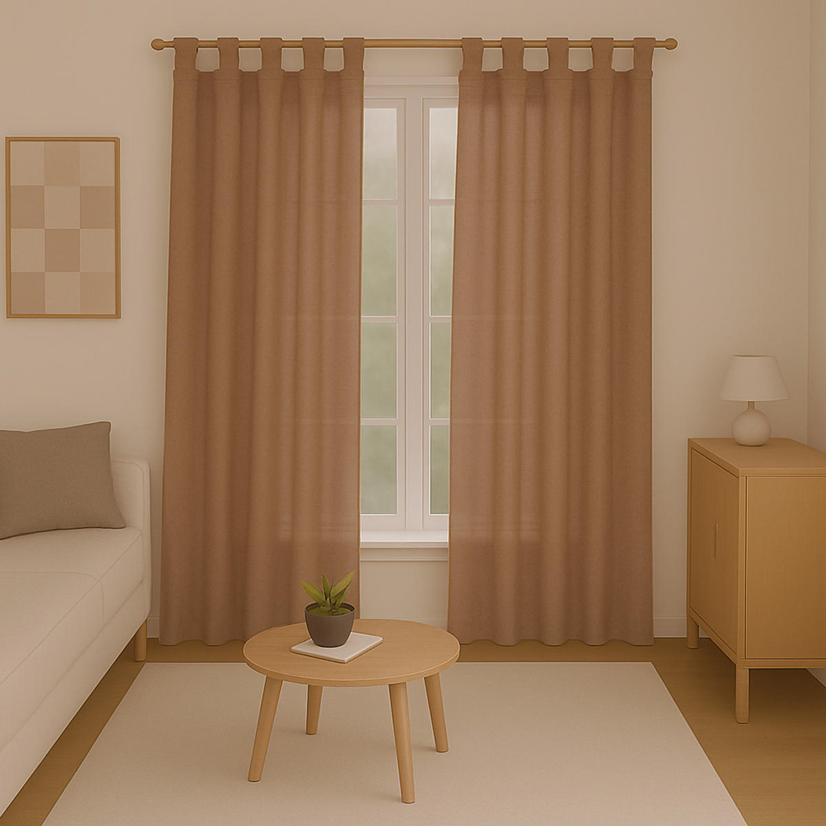 SCHLAUFENSCHAL blickdicht 140x175 cm Hellbraun 2er-Pack - Hellbraun, Textil (140/175cm)