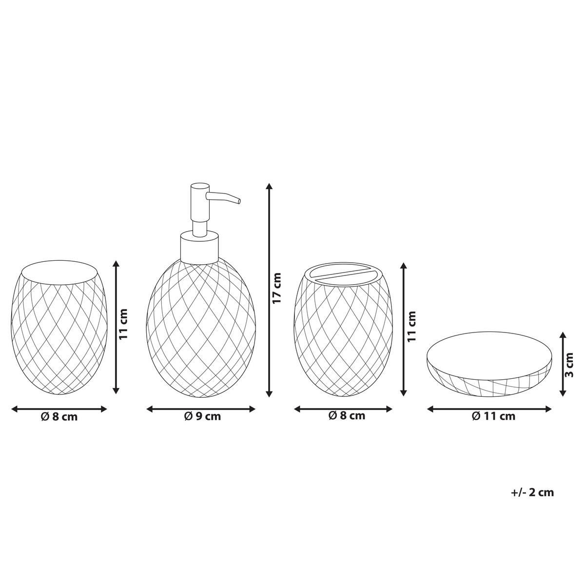 BADEZIMMER Set 4-teilig Glas grün Canoa - Silberfarben/Grün, Glas (11/17/11cm) - Beliani