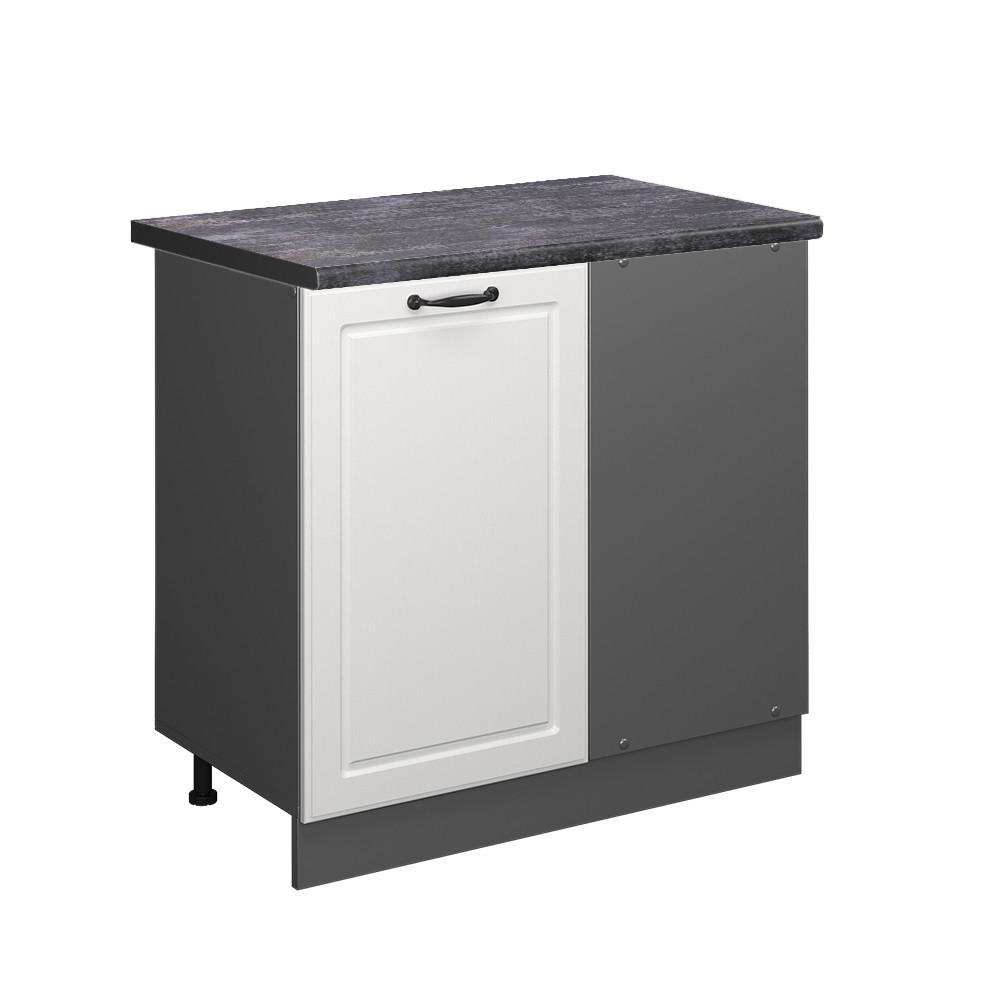 ECKUNTERSCHRANK R-Line Weiß Landhaus 86 cm, AP Anthrazit - Anthrazit/Creme, Holzwerkstoff (86/81.6/60cm) - Vicco