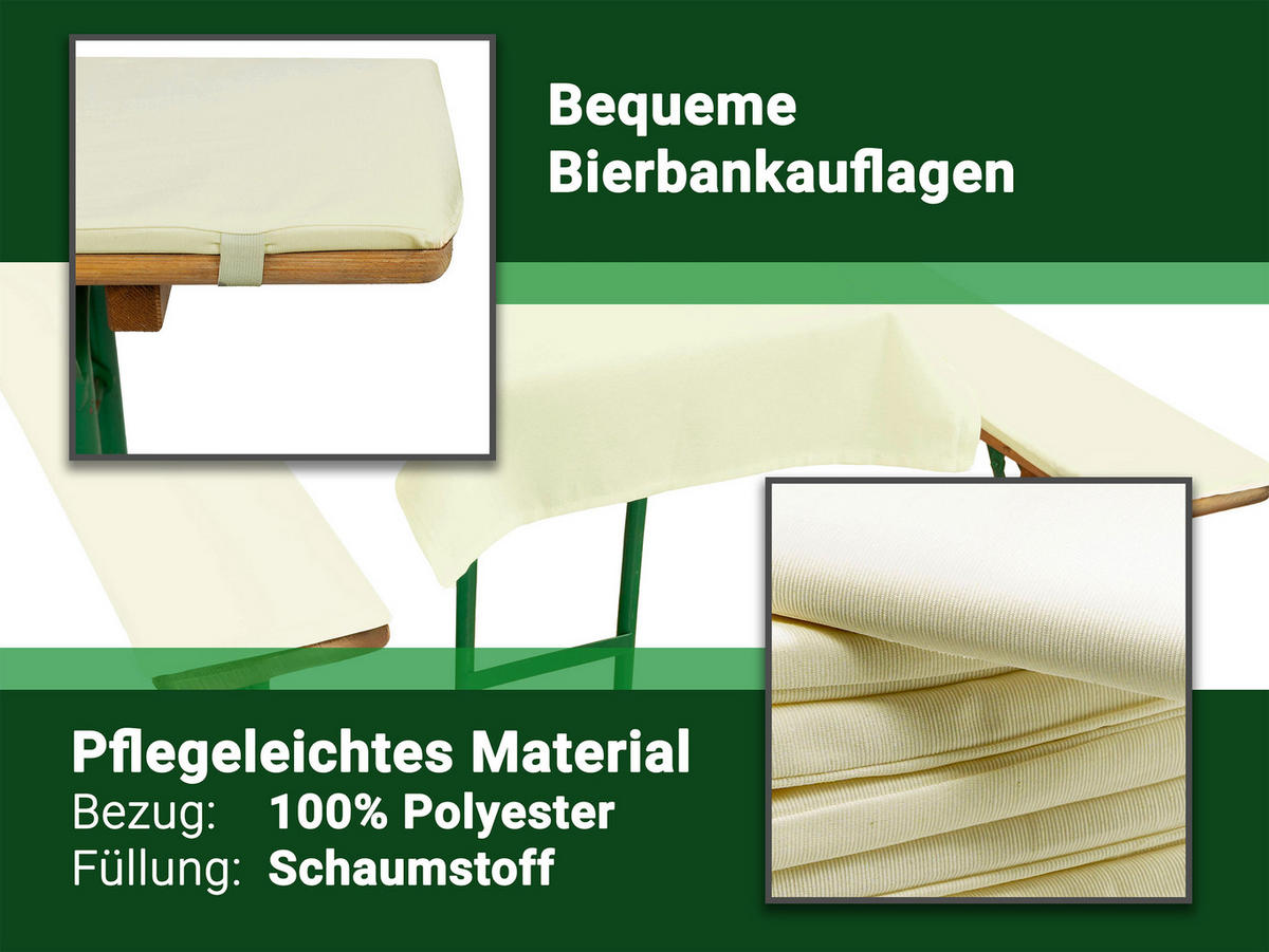 BIERBANKAUFLAGEN, 3er-Set, 70x240 + 25x220 cm , 100% Polyester, Beige - Beige, Textil (70/1/240cm) - Zollner
