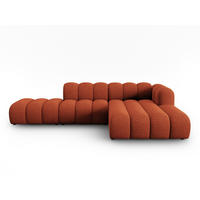 ECKSOFA modular rechts Lupine aus Chenille-Stoff terrakotta 5 Sitzplätze - Terracotta, Textil (177/299cm) - Micadoni