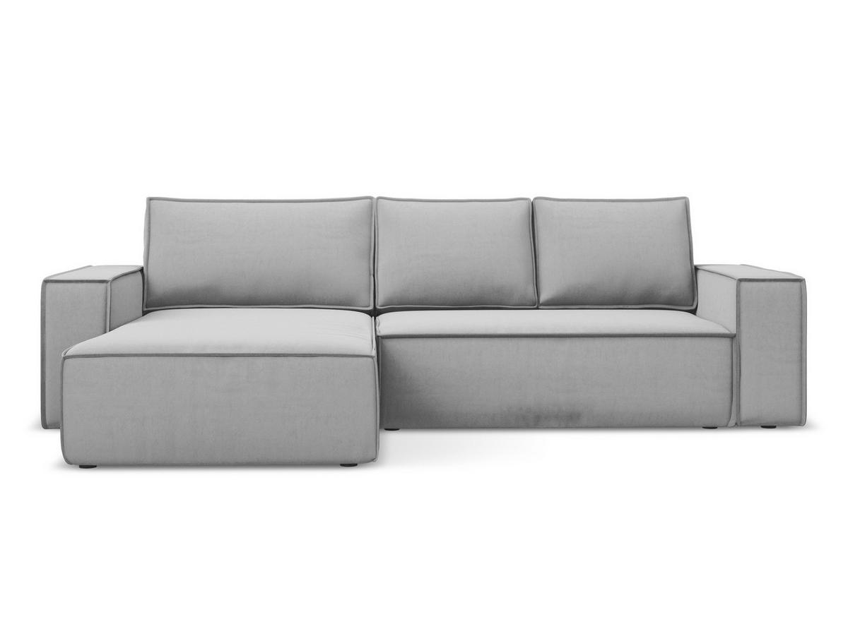 ECKSOFA mit Schlaffunktion Samt Stoff Grau - Schwarz/Grau, Kunststoff/Textil (185/290cm) - Makamii
