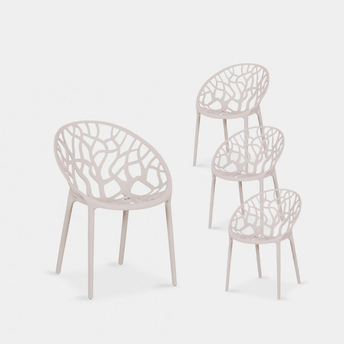 GARTENSTUHL Rhona Beige 52 cm x 79 cm 4er-Set - Beige, Kunststoff (52/79/60cm) - Klast Home