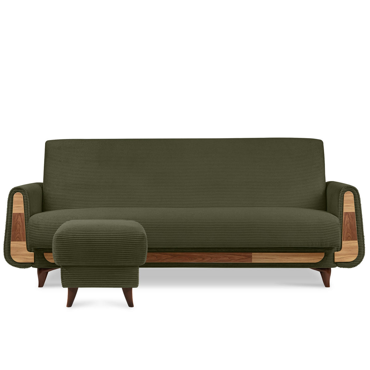 FUẞSTÜTZE GUSTAVO II, Olivgrün - Braun/Olivgrün, Holz/Holzwerkstoff (53/49/53cm) - KONSIMO®
