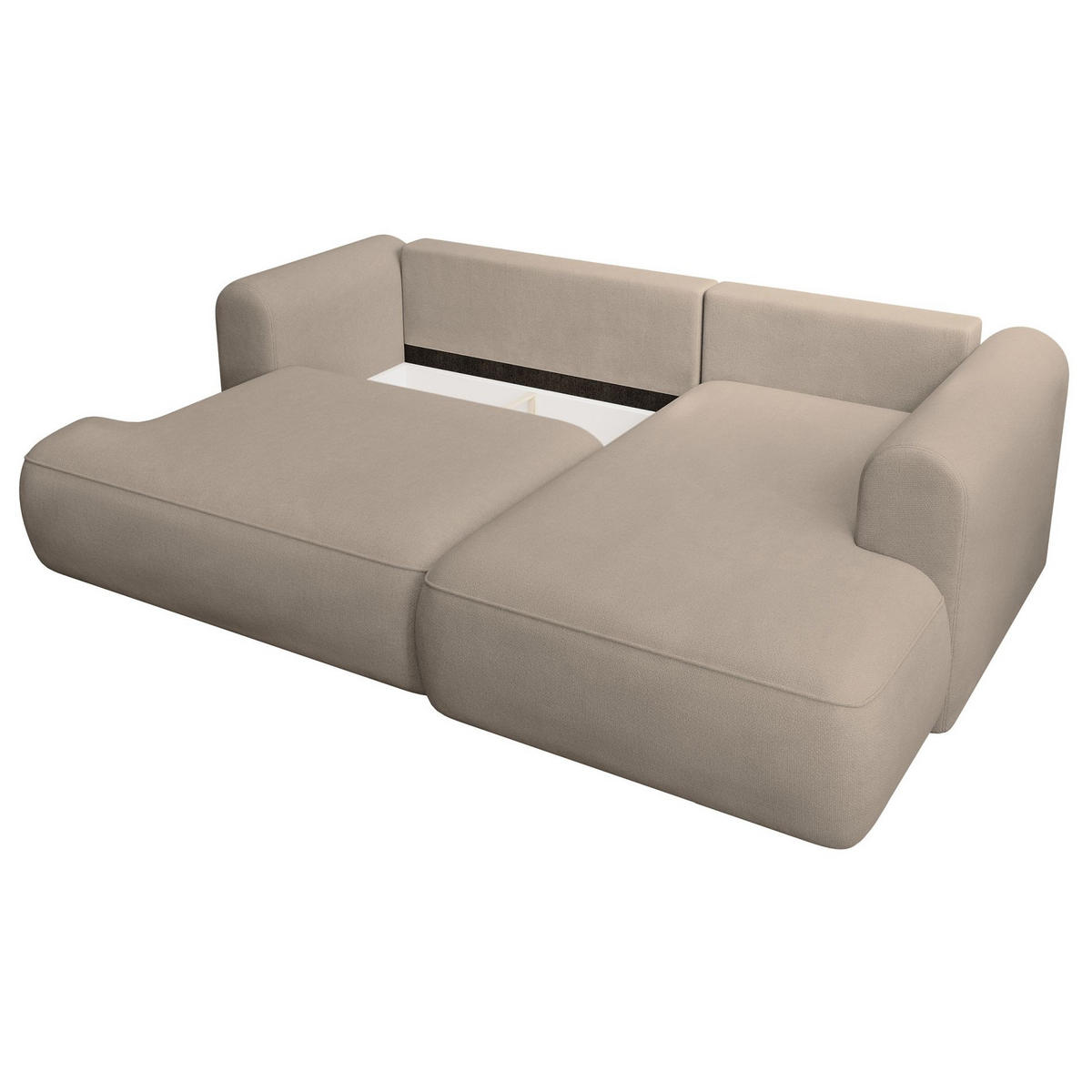 ECKSCHLAFSOFA Ovo Mini Greige Easy-Clean-Chenille-Bezug - Taupe/Schwarz, Kunststoff/Textil (238/156cm) - Selsey