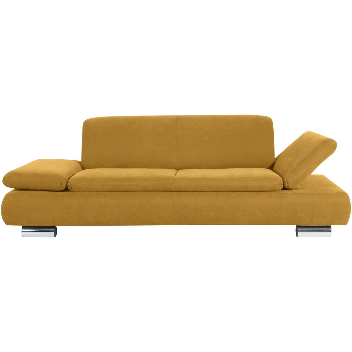 SOFA 2,5-Sitzer Kaye Bezug Veloursstoff Metallfuß verchromt / mais - Gelb, Kunststoff (221/76/90cm) - 58aufmkessel