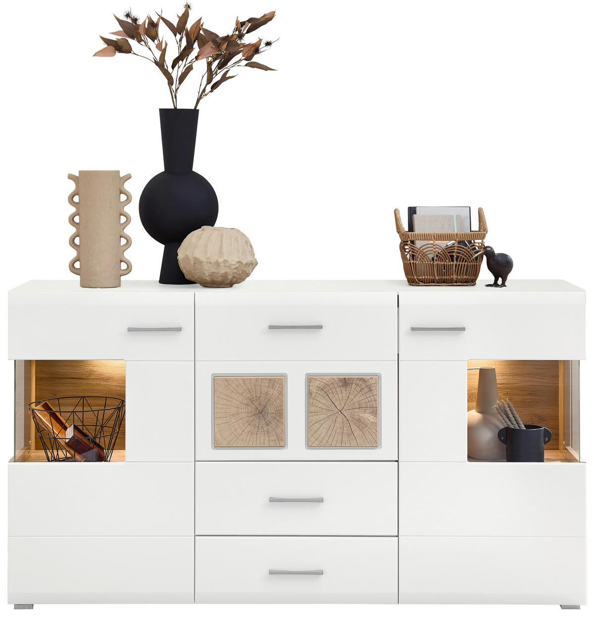 SIDEBOARD Fun Plus Weiß/Eichefarben - Weiß, Holzwerkstoff (170/94/42cm) - Mömax