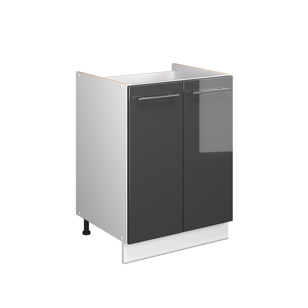 SPODNÁ SKRINKA POD DREZ Fame-Line, Antracit vysoký lesk/biely, 60 cm - biela/čierna s vysokým leskom, kompozitné drevo (60/82/51.6cm) - Vicco