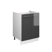 SPODNÁ SKRINKA POD DREZ Fame-Line, Antracit vysoký lesk/biely, 60 cm - biela/čierna s vysokým leskom, kompozitné drevo (60/82/51.6cm) - Vicco