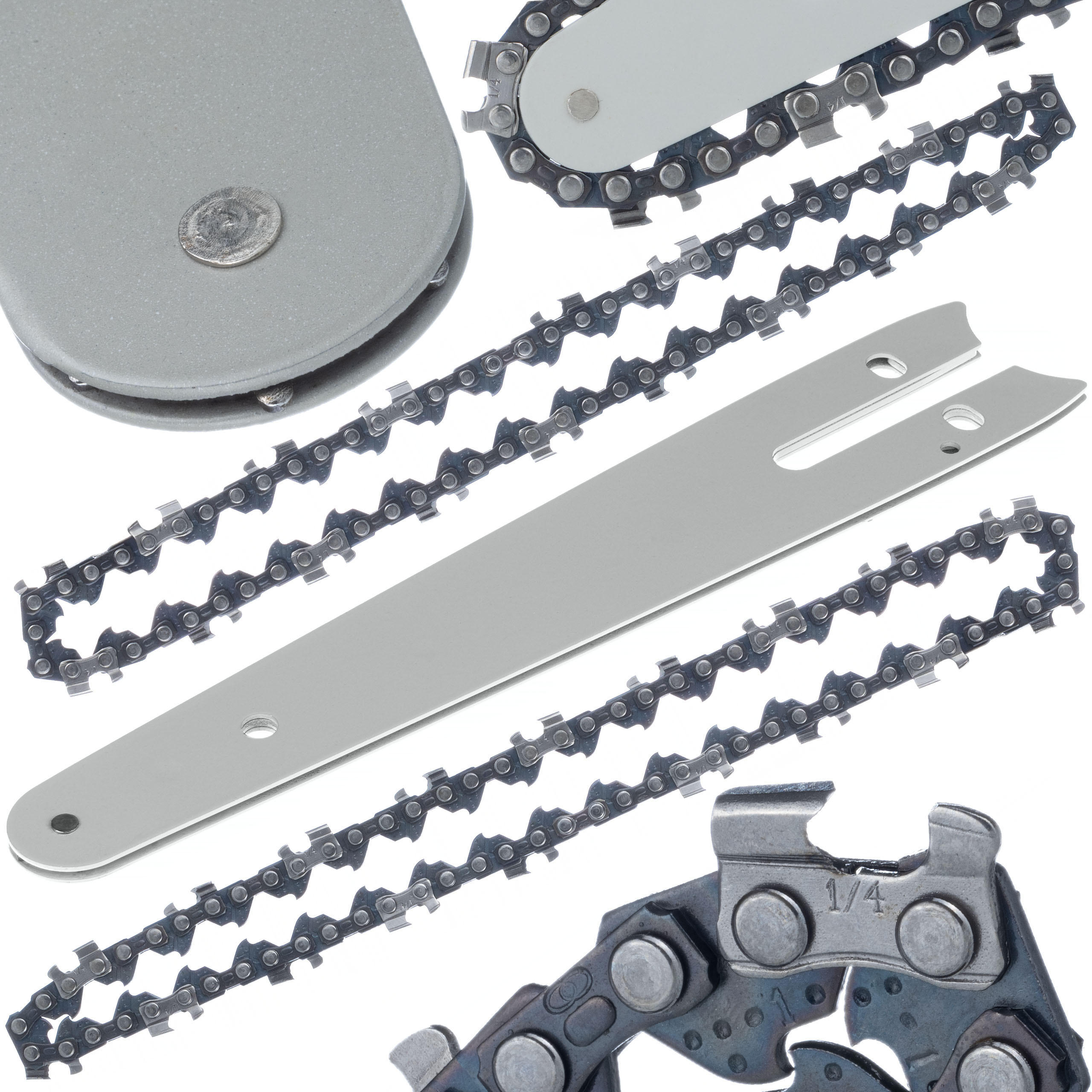 FÜHRUNGSSCHIENE 6 Zoll Set - 18,5 cm, inkl. 2x Kette 6 Zoll, Teilung 1/4 Zoll, Nutbreite 1,3 mm - Multicolor, Kunststoff/Metall (10/10/10cm)