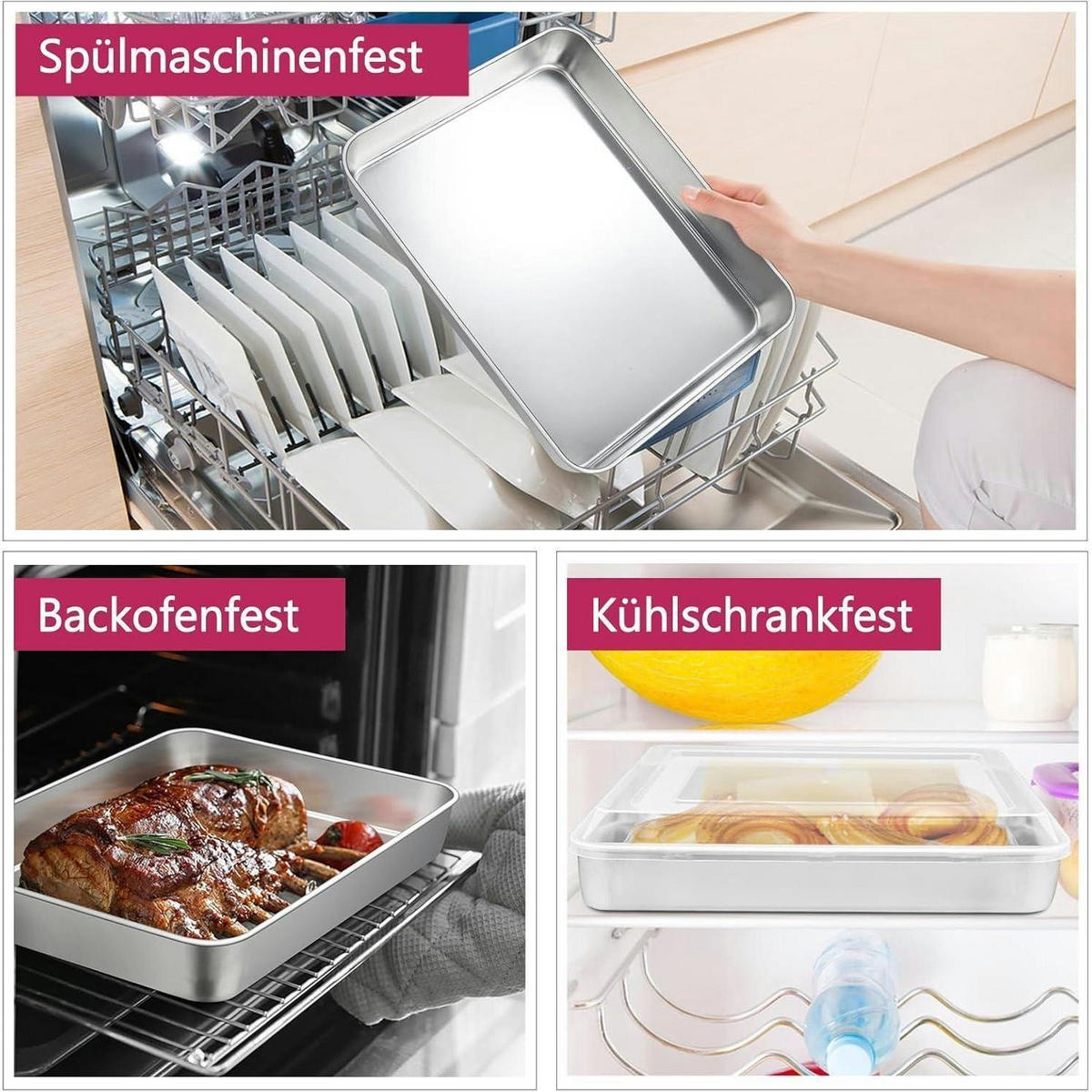 BACKBLECH mit Deckel 31,6 x 24,7 x 4,8 cm - Silberfarben, Metall (24.7/4.8/31.6cm)