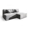 ECKSOFA FIORO M Hellgrau Velours-Stoff mit Schlaffunktion - Hellgrau, Holz (204/148cm) - MASSENO