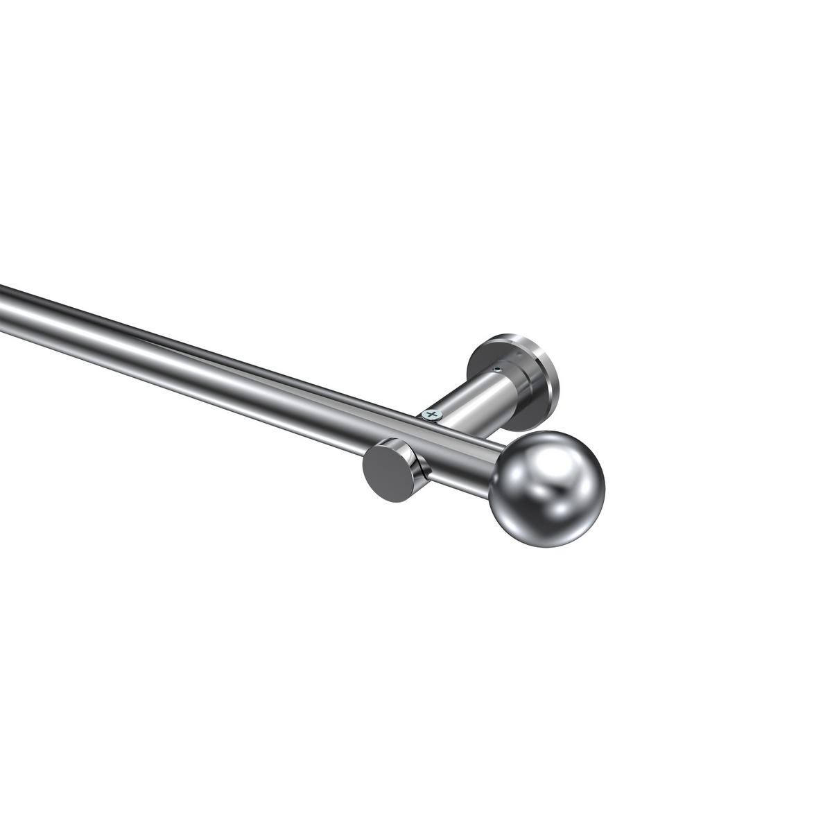 GARDINENSTANGEN-SET Platon Luino 280 cm (geteilt in 2 x 140 cm), 1-läufig (ohne Ringe), 20 mm Ø Chrom - Chromfarben, Metall (280cm) - INTERDECO