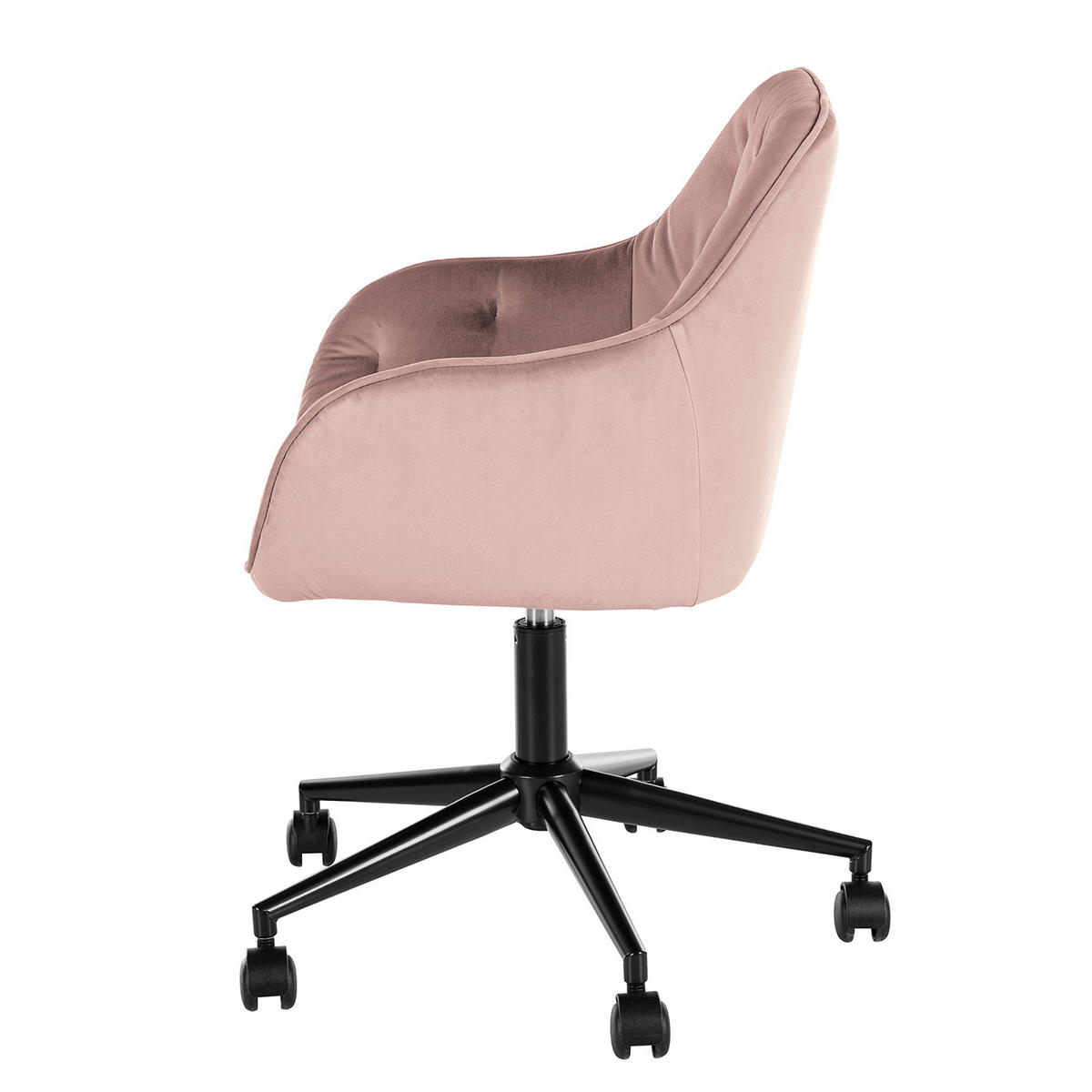 BÜROSTUHL - Samt - Schwarz/Altrosa, Kunststoff/Metall (56/80/56cm) - home24