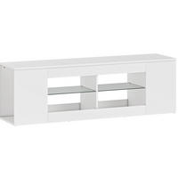 LOWBOARD 140/42,5 cm aus Glas und Holzwerkstoff mit 6 Fächern Weiß - Weiß, Holzwerkstoff (140/42.5/35cm) - Modenvie