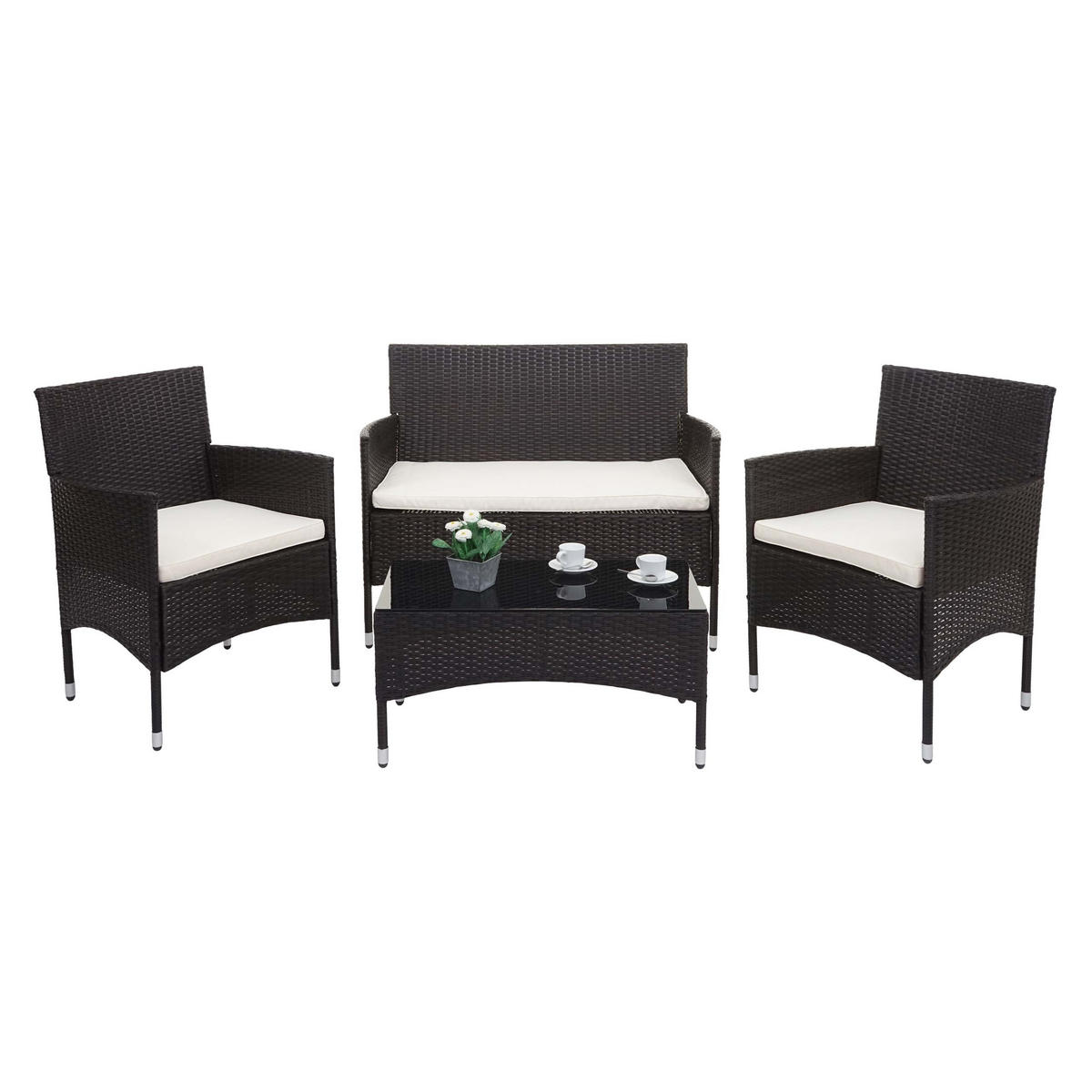 GARTEN-SET Braun Kissen Creme - Braun, Metall - PROREGAL