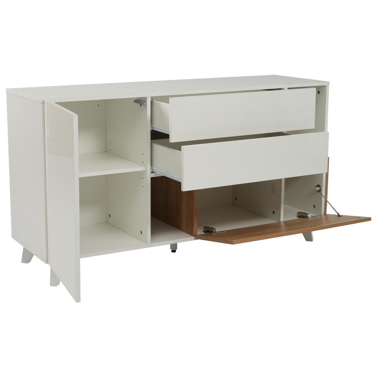 SIDEBOARD Weiß Holz Hochglanz Modern Stauraum Esszimmer - Multicolor, Holzwerkstoff (40/70/130cm) - FLIEKS