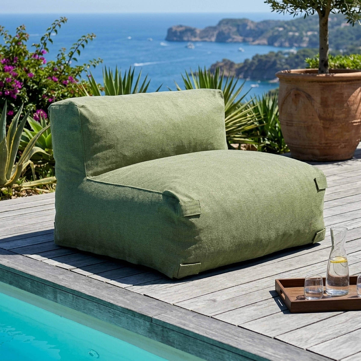 SESSEL, Kaktusgrünen - Grün, Textil (85/65/85cm) - Oviala