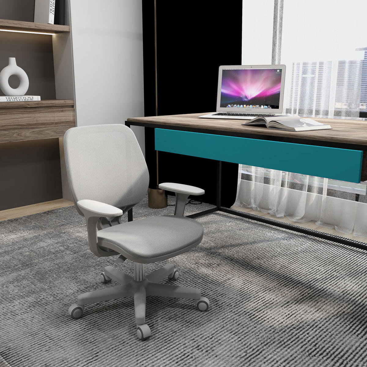 BÜROSTUHL DE-05179 Ergonomisch, Drehfunktion & höhenverstellbar Grau - Grau, Kunststoff (48/94.5/55cm) - ComfortXL