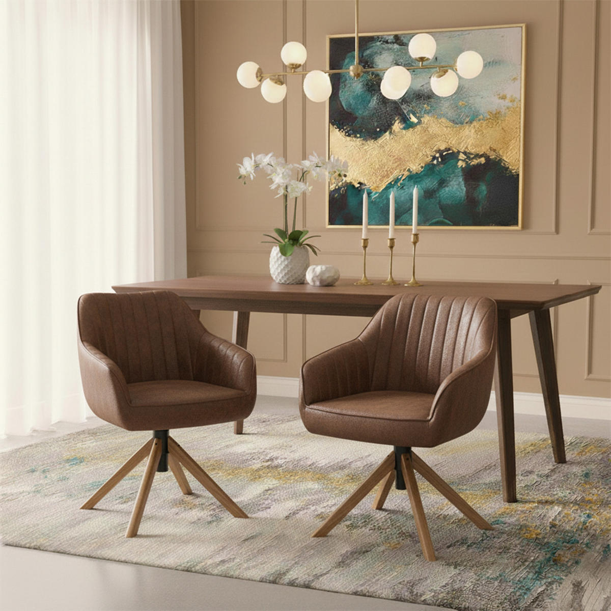 BÜROSTUHL Mika-Olea - Honigeiche/Braun, Eichenholz/Holz (60/83/61cm) - DUBI Möbel