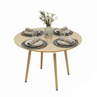 JÍDELNÍ stůl - světle hnědá, kov/dřevo (90/90/75cm) - Relaxdays