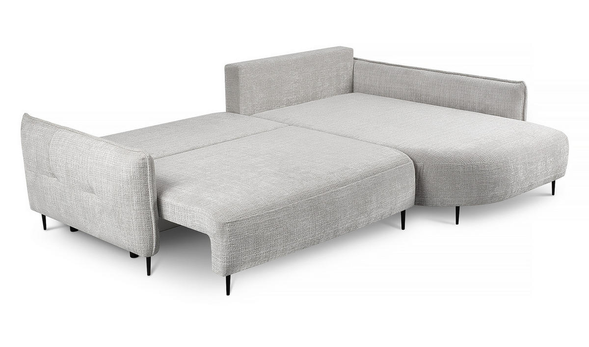 ECKSOFA Oblivio Hellgrau Chenille - Hellgrau/Schwarz, Textil/Metall (285/200cm) - Selsey