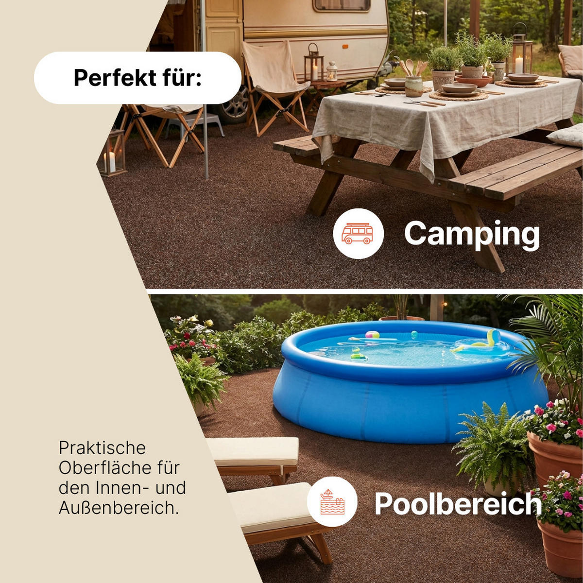KUNSTRASEN Magic Forest 6,5 mm – Rasenteppich für Balkon, Terrasse & Garten, wetterfest 100/850 cm - Braun, Textil (100/850cm) - Tapiso