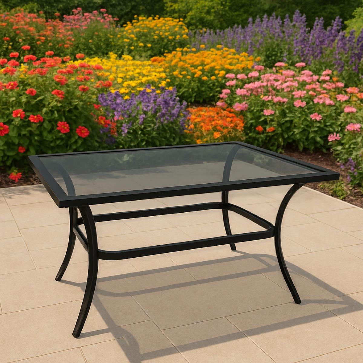 BEISTELLTISCH Ashford - Gestell aus Alu und Stahl, schwarz, Tischplatte Glas grau 61x102x48 cm - Schwarz, Metall (102/61/48cm) - TPFGarden