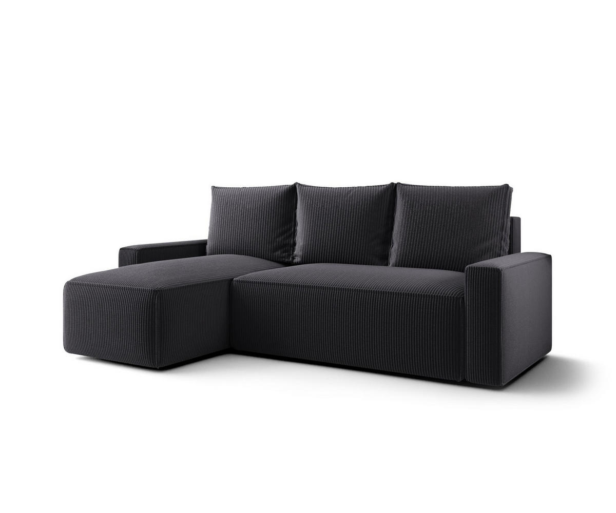 ECKSOFA mit Schlaffunktion SAVIO Poso 34 Links - Graphitfarben, Textil (232/140cm) - Bedante