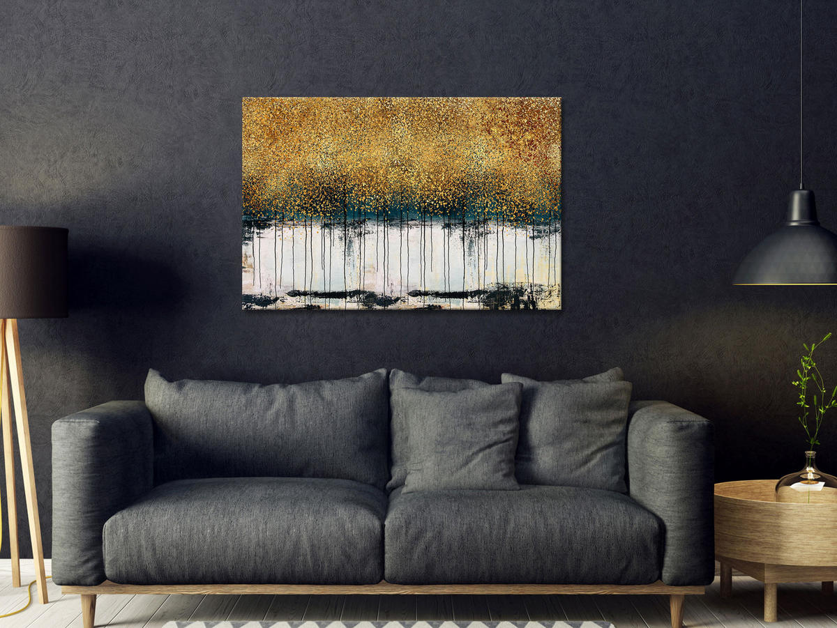 KUNSTDRUCK Gold 60/40 cm - Goldfarben/Grau, Textil (60/40cm) - KUNSTLOFT