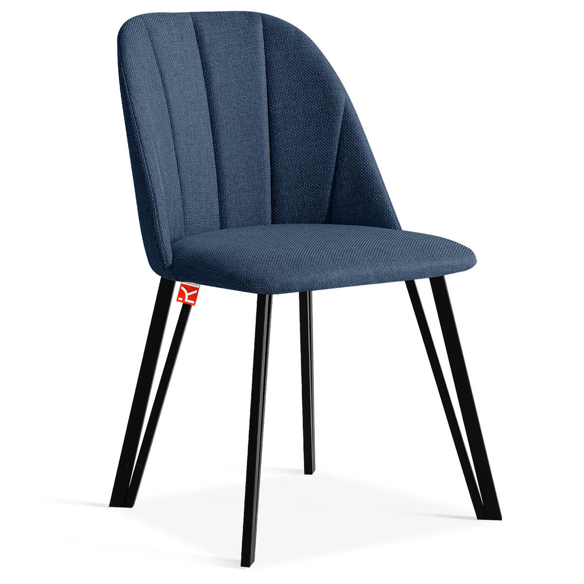 POLSTERSTUHL SPENO Esszimmerstühle 2er Set - Schwarz/Dunkelblau, Holz/Textil (52/85/58cm) - KONSIMO®