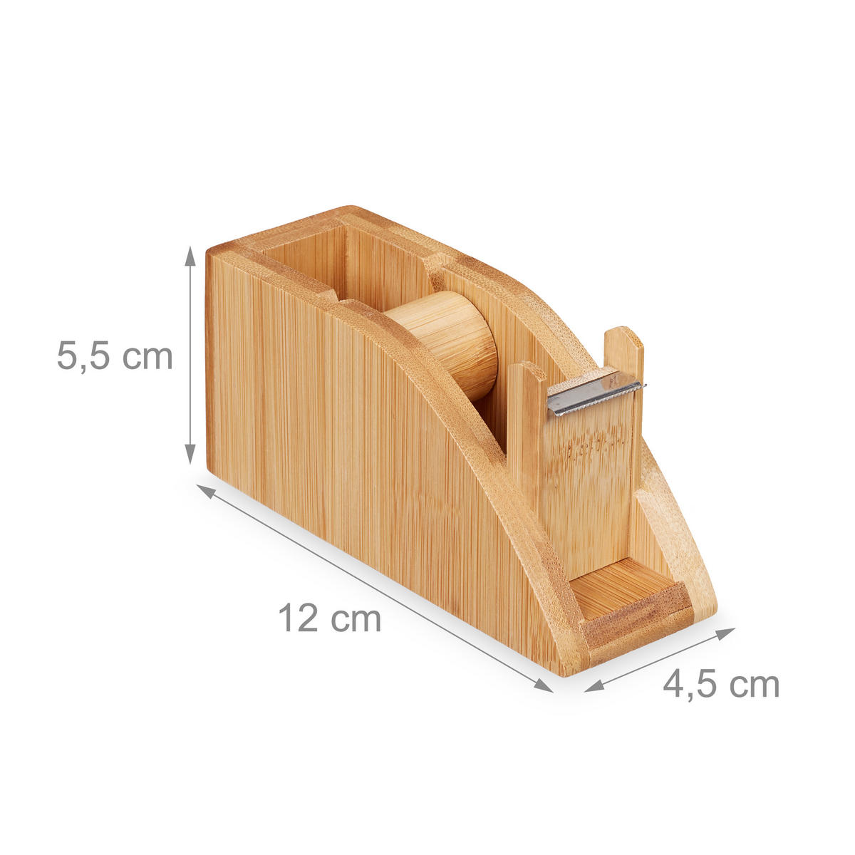 TISCHABROLLER - Hellbraun, Holz/Metall (4.5/12/5.5cm) - Relaxdays