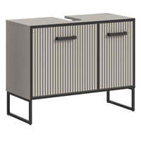 WASCHBECKENUNTERSCHRANK schwarz, sand 80 cm mit Soft-Close - Sandfarben/Schwarz, Holzwerkstoff/Metall (80/63/36cm) - Inn.Furn